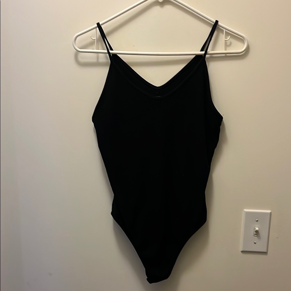 American eagle ribbed black spaghetti strap bodysuit size large